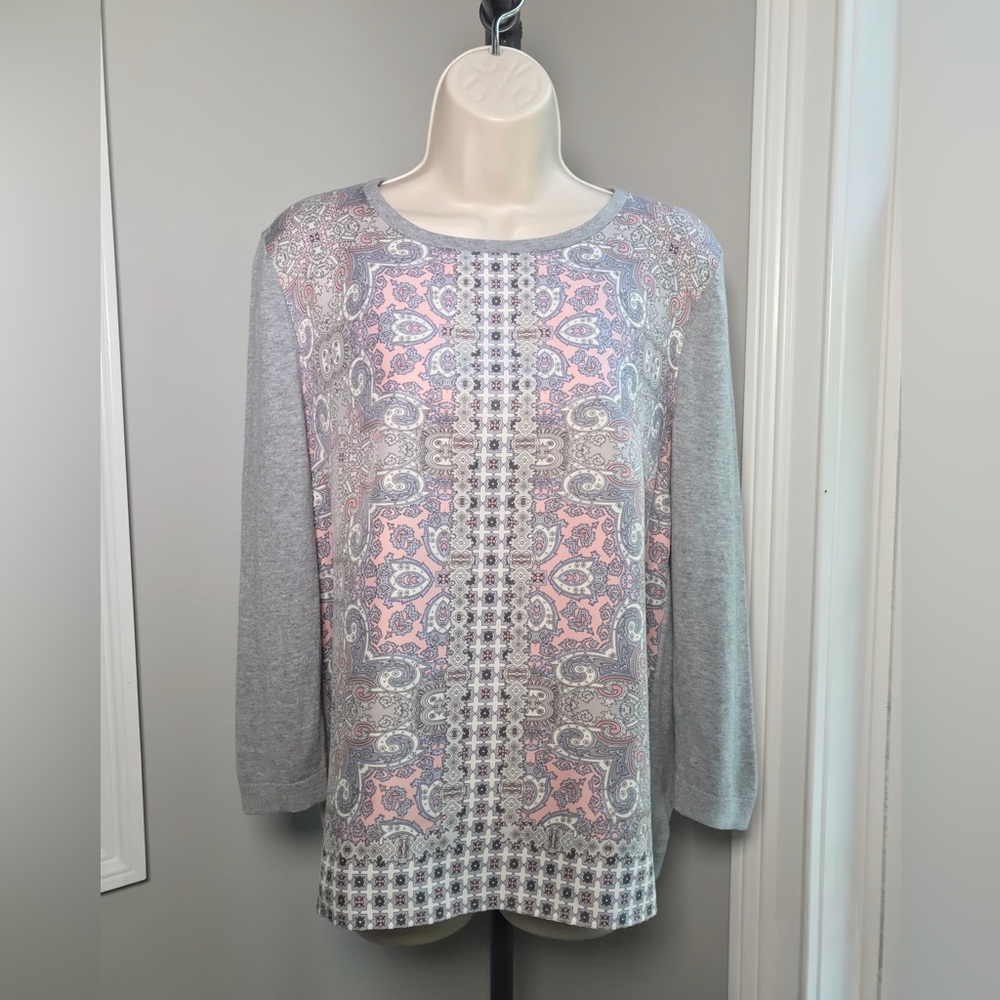 Talbots Pink & Gray Blouse Sweater - Women’s Small